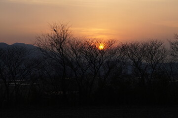 Fototapeta na wymiar a sunset on the mount