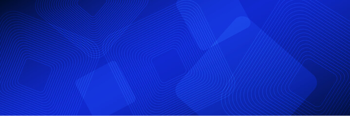 幾何学的な四角い線画模様の青いベクター背景画像