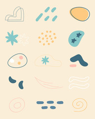 Hand Drawn Flat Abstract Doodle Vector Element Bundle