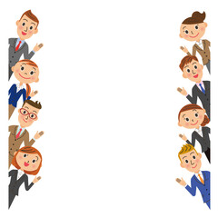 会社員がご案内ポーズのメッセージフレーム