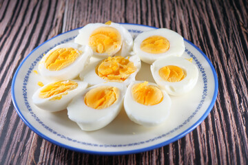 close up of bowel egg in a bowl on table 