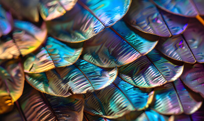 Obraz premium Iridescent Butterfly Wing Scales, Generative AI