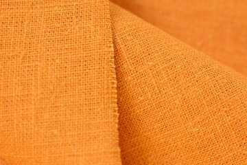 orange hemp viscose natural fabric cloth color, sackcloth rough texture of textile fashion abstract background - 774553087