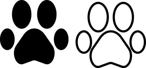paw icon, sign, or symbol in glyph and line style isolated on transparent background. Vector illustration © mailvelous