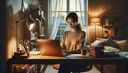 Driven young businessperson working from a home office