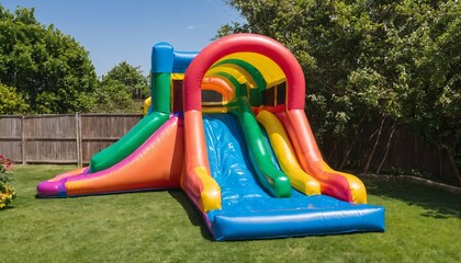 Vibrant backyard kid bouncy castle water slide - inflatable bounce house & splash pool playset