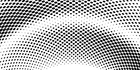 Abstract halftone wave dotted background. Futuristic twisted grunge pattern, dot, circles - obrazy, fototapety, plakaty
