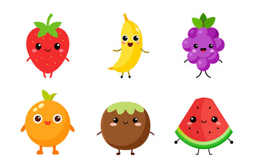 Set of cartoon fruit characters