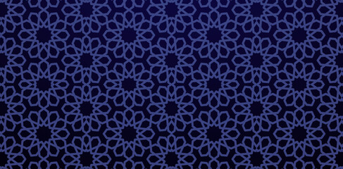 Seamless pattern geometry based on traditional arabic style dark blue lines colors for fabric, textile, cover, wrapping paper, decorative background, print designs paper material, tile, banner, poster