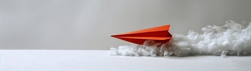 Innovation and business strategy visualization using a red paper plane on a white canvas, pointing towards success, ultra HD