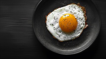 Minimalist Fried Egg on Plate, Contemporary Art Style, Monochrome Palette