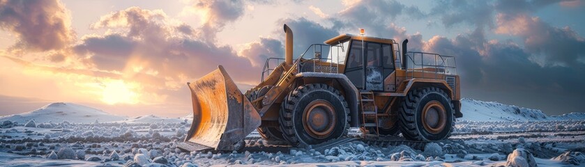 Wheel loader, Construction equipment conception, Images for advertisements and banners - obrazy, fototapety, plakaty