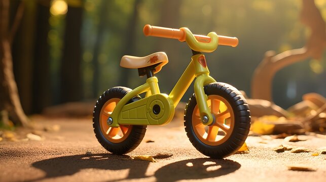A cheerful collection of ride-on toys and bicycles