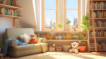 A cozy reading corner with a variety of picture books