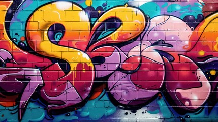 Abstract graffiti on the walls showcases a spectrum of colors, creating an eye-catching display.
