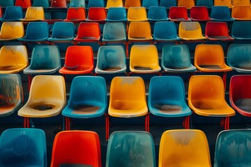 Naklejka premium Rows Of Empty Seats In Stadium