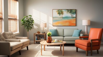 A tranquil counseling office with soothing decor - obrazy, fototapety, plakaty