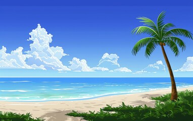 Palm Tree Painting on a Beach