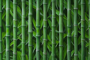 Stacked Green Bamboo Sticks