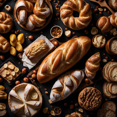 A delightful assortment of breads and pastries