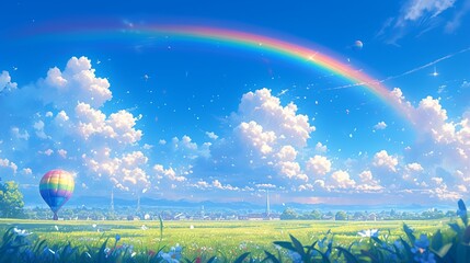 気球と虹のある空の風景8