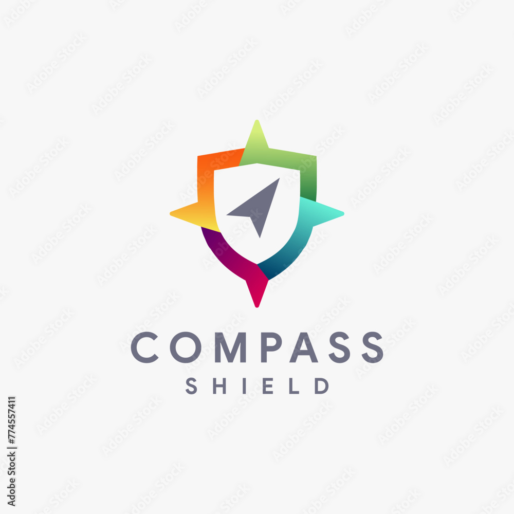 Wall mural abstract modern Shield and compass logo icon vector template on white background