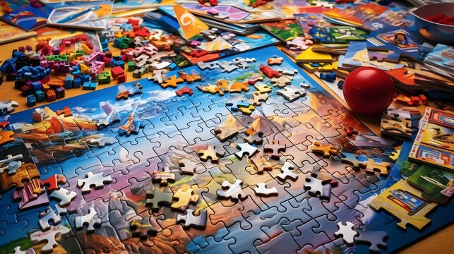 Colorful and educational jigsaw puzzles with varying complexity