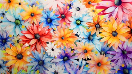 Fototapeta na wymiar Flowers rendered in watercolor abstraction