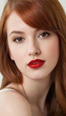 21-Year-Old Redhead with Red Lips: A Detailed Portrait