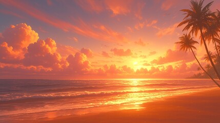 Fototapeta na wymiar 南国の海、日没3
