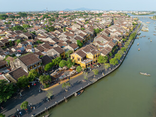 Aerial view of Hoi An ancient town, UNESCO world heritage, in Quang Nam province, Vietnam