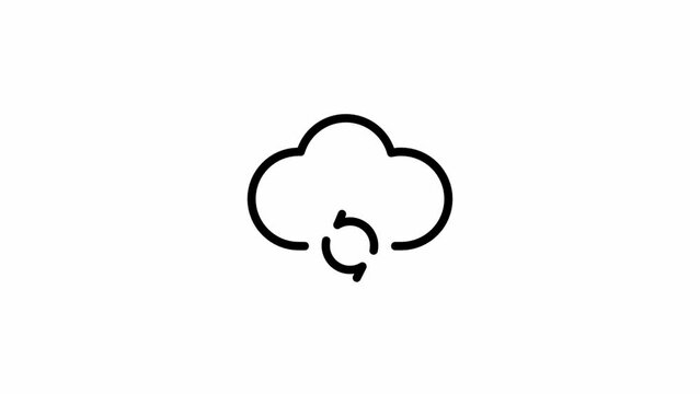 Animated loading cloud icon in line art style.