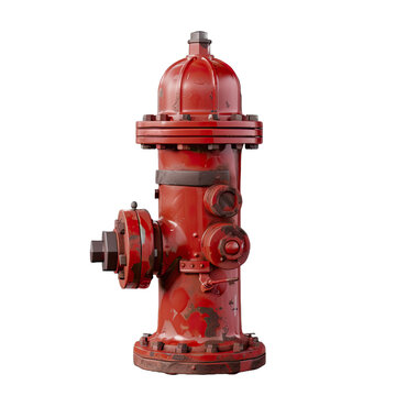 Red fire hydrant object isolated on transparent background.