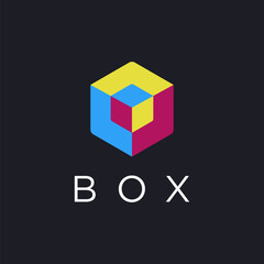 Obraz premium flat 3d box logo icon vector template on dark background