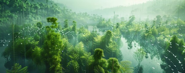 AI-monitored global reforestation projects - obrazy, fototapety, plakaty