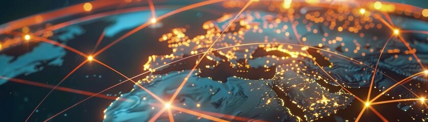 AI-optimized global logistics and supply chain network visualizing efficient - obrazy, fototapety, plakaty