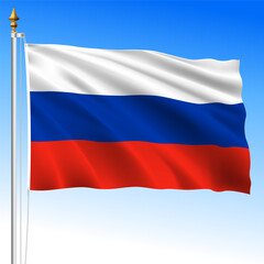 Russia Federation, official national waving flag, asiatic and european country, vector illustration