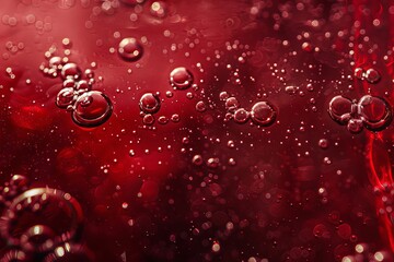 Red Wine Splashing With Bubbles Close Up And Dew
