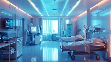 Healthcare in 2024, bright, clean design, direct lighting, eyelevel angle, hopeful future,  - obrazy, fototapety, plakaty