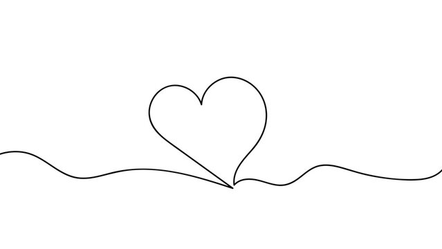 Continuous line drawing of heart couple and color shape. Single line Valentines background with pink heart. One line drawing of love sign with two hearts. Editable stroke. Doodle. vector illustration