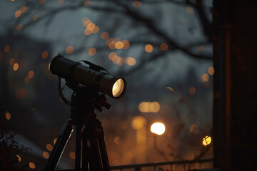 A telescope at outdoor in the night, capturing the cosmos' beauty