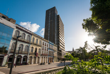 Gastronomy Boulevard With Colonial Buildings on Sunset in Belem City in North of Brazil