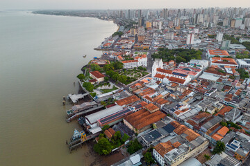 Aerial View of Historical Part of Belem City in North of Brazil