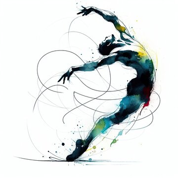 Athletics in watercolor paint illustration with Generative AI.