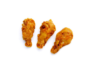 Fried chicken on white background.