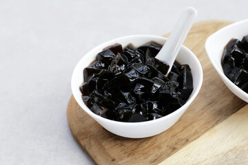 Grass jelly, herbal dessert. Mesona chinensis