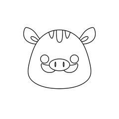 A pig with a mustache and a big smile. The pig is happy and friendly. It is a cute and fun drawing