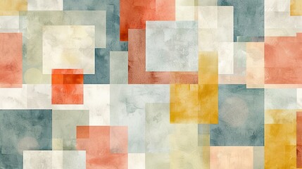 A minimalist geometric pattern of squares and rectangles in muted tones, creating a soothing and harmonious effect - obrazy, fototapety, plakaty