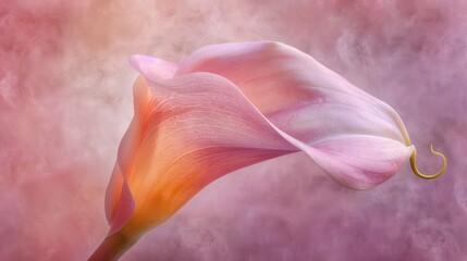 a pink lily flower, dreamy hue tones, fantasy, natural lighting