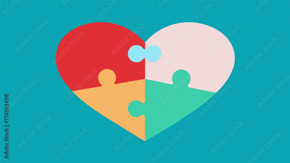 Aufkleber a heartshaped puzzle being pieced back together with each puzzle piece representing a different aspe